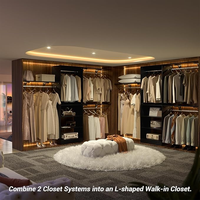 8FT Closet System with Shelves, Wall Mount Bedroom Wardrobe Walk-in Closet - Image 4