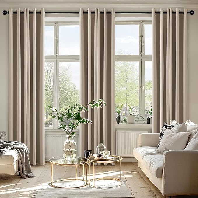 MIULEE Taupe Blackout Curtains for Bedroom Living Room 72 Inches Long 2 Panels - Image 6