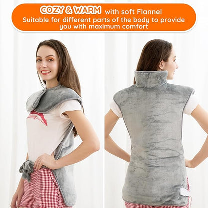 Mia&Coco Heating Pad for Neck Shoulders and Back, XL 23"x39" Soft Flannel Wrap - Image 4