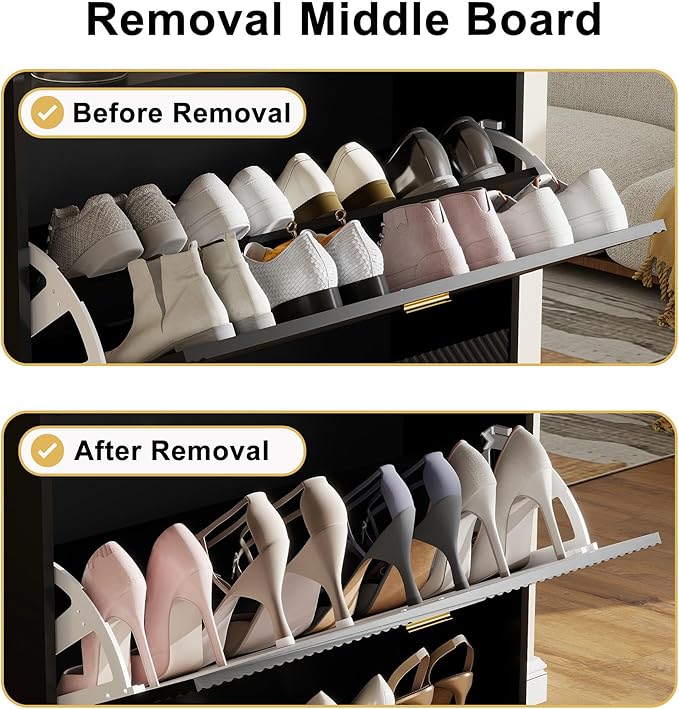 Shoe Cabinet Storage for Entryway, Shoe Organizer Cabinet Flip Drawers Narrow - Image 4