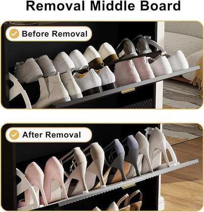 Shoe Cabinet Storage for Entryway, Shoe Organizer Cabinet Flip Drawers Narrow - Image 4