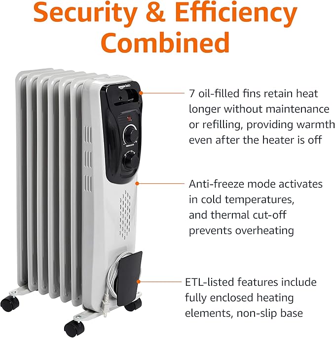 Amazon Basics Portable Oil Radiator Heater - Image 4