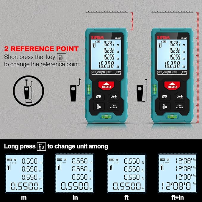 Kiprim Laser Distance Measure High Accuracy 165ft Kiprim LD50E Laser Tape - Image 3