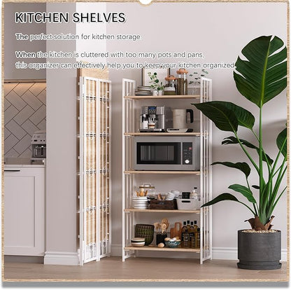 4NM No Assembly 5 Tiers Folding Bookshelf, 59.4" H Foldable Storage Shelves - Image 4