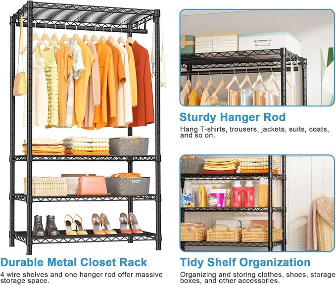 Ulif H4 Portable Closets, 4-Tier Metal Clothes Garment Rack - Image 6