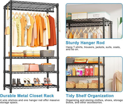 Ulif H4 Portable Closets, 4-Tier Metal Clothes Garment Rack - Image 6