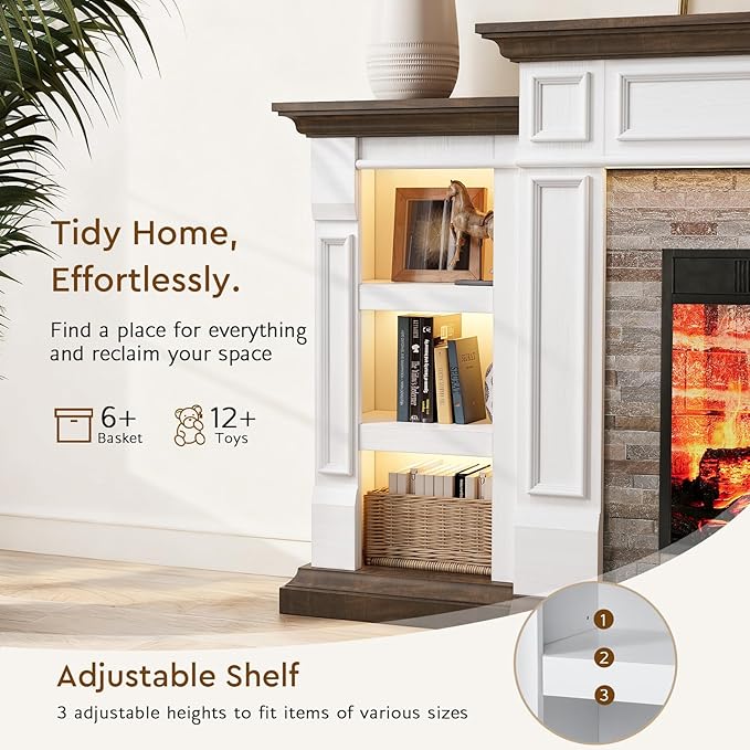 LGHM 72" Fireplace TV Stand for TVs Up to 80 Inch, Electric Fireplace - Image 6