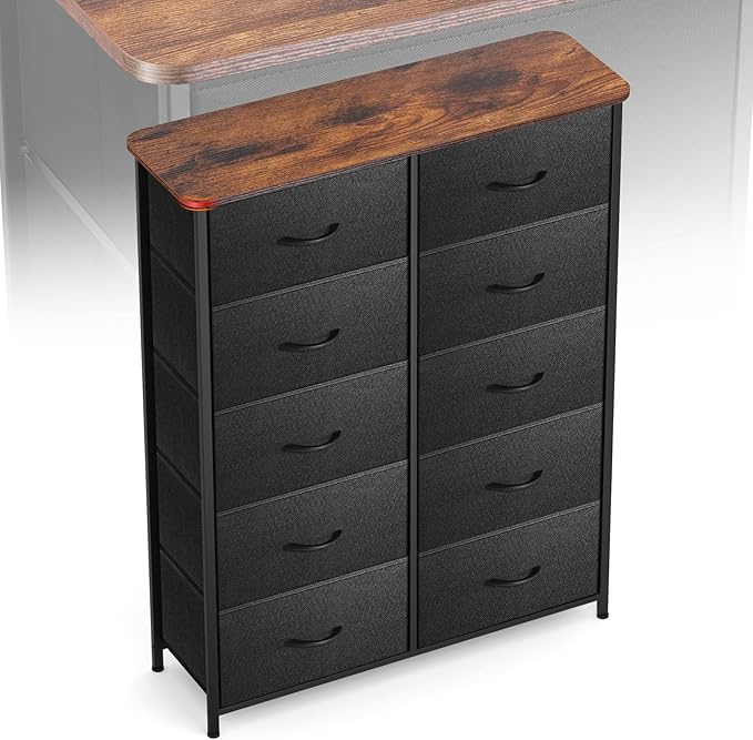Curved Profile Dresser for Bedroom, Chest of Drawers, 10 Storage Drawers by Sonharlar