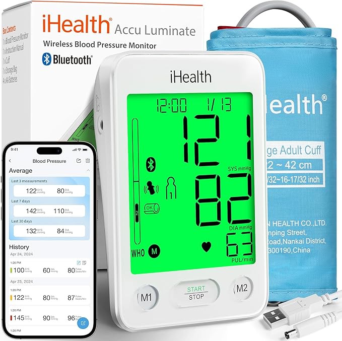 iHealth Accu Luminate Blood Pressure Monitor – 4.5" Tri-Color WHO-Based LCD by iHealth