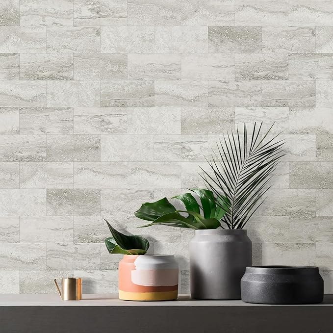 Vamos Tile 100-Piece Matt Beige Mixed Grey Slate Peel and Stick Backsplash - Image 3