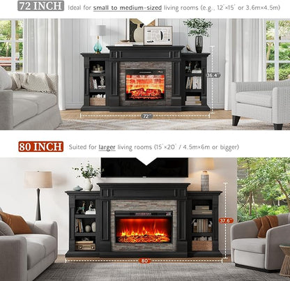 LGHM 80" Fireplace TV Stand, Electric Fireplace - Image 4
