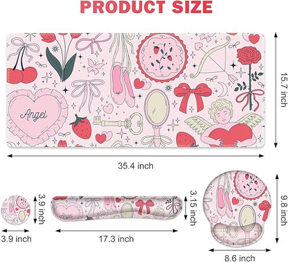Gaming Mouse Pad, Large Desk Mat, Cute Desk Pad Protector, 4in1 XXL Mousepad + - Image 5