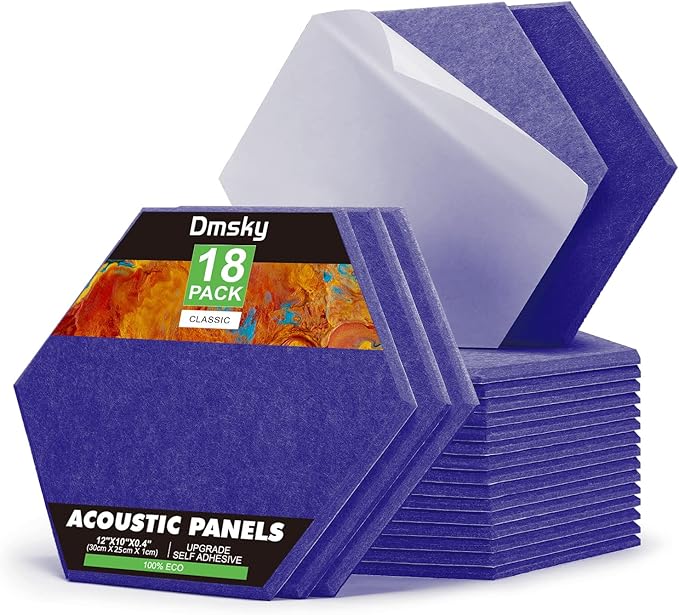 18Pack Hexagon Acoustic Panels 12" X 10" X 0.4" Sound Proof Panels, High by DMSKY