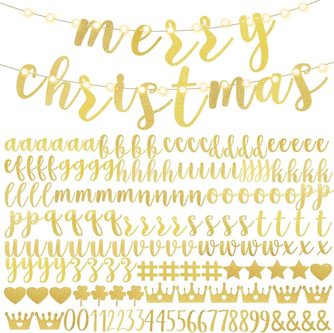 TaoBary 167 Pcs DIY Banner Kit Happy Birthday Glitter Banner Customizable Gli...