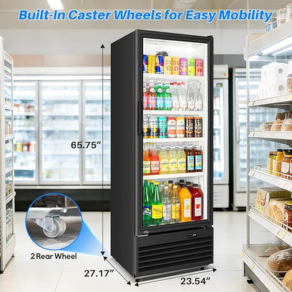 Commercial Beverage Refrigerator, 24.5" Glass Door Display Fridge, 15 Cu.Ft - Image 8
