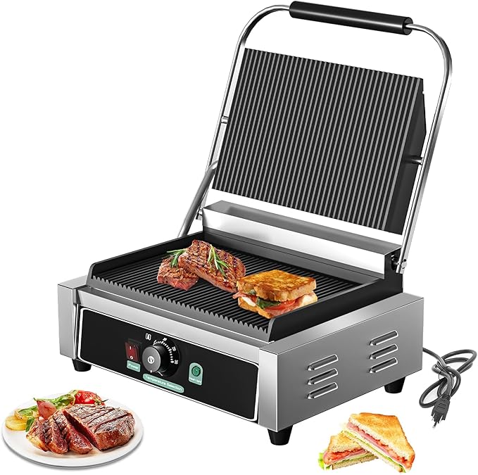Commercial Panini Grill, 1700W Electric Sandwich Panini Maker, Stainless Steel by Culistra