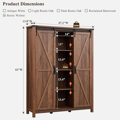 OKD Storage Cabinet with 2 Sliding Door, 7-Tier 62" Tall Farmhouse Entryway - Image 2