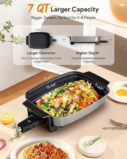 Nuwave Medley XL Digital Electric Skillet, Family Size Griddle w/Glass Lid - Image 7