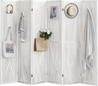ALeesing 6 Panel Pegboard Room Divider, 5.6Ft Pegboard Display Folding Privacy - Image 9