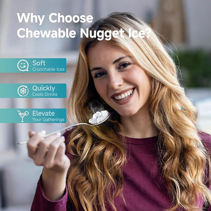 EUHOMY Nugget Ice Makers Countertop, Ready in 8 Mins, Self-Cleaning, Portable - Image 3