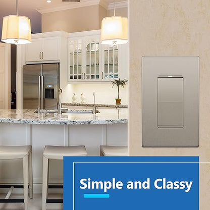LIDER Minimalist Design Matte Finish Lighted Decorator Switch, Frameless Paddle - Image 6