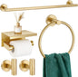 5 pieces bathroom hardware accessories set brushed gold, main product view