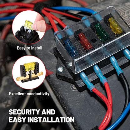 RED WOLF 4 Way Blade Fuse Block Box Holder w/Standard Circuit 10V-32V DC - Image 2