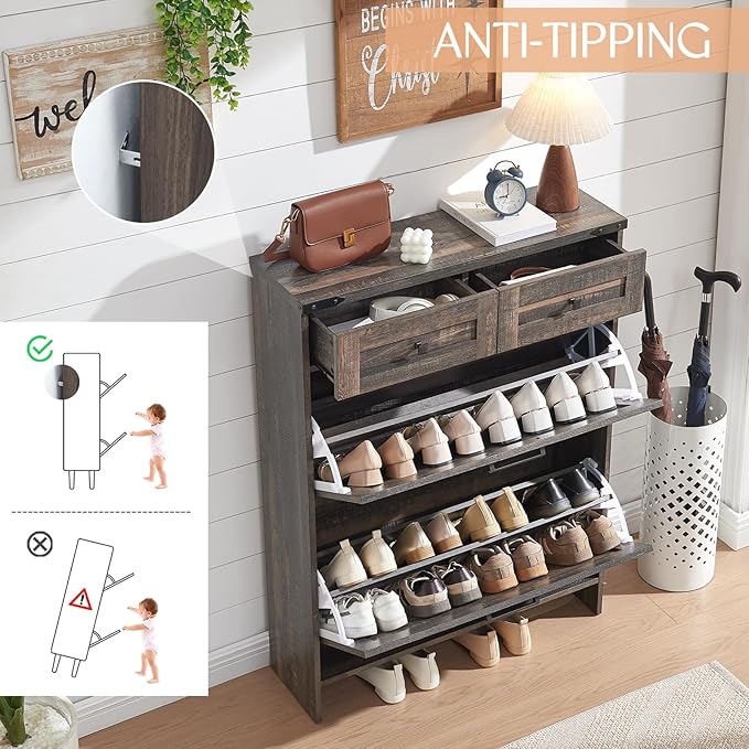 Shoe Storage Cabinet, Farmhouse Shoe Organizer - Image 3