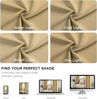 CUCRAF Beige Blackout Curtains 54 Inches Long, Thermal Insulated Noise Reducing - Image 6