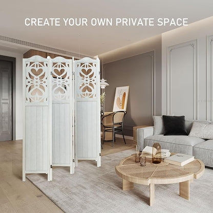 ALeesing 6 Panel Room Divider Fully Assembled, Carved Room Dividers and Folding - Image 9