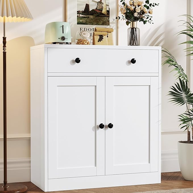 Metal Storage Cabinet with 2 Doors and 1 Drawer，Farmhouse Buffet Cabinet with by TaskStorz