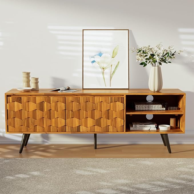 Bme Georgina Solid Wood, 10 Minutes Assembly Entertainment Center - Image 2