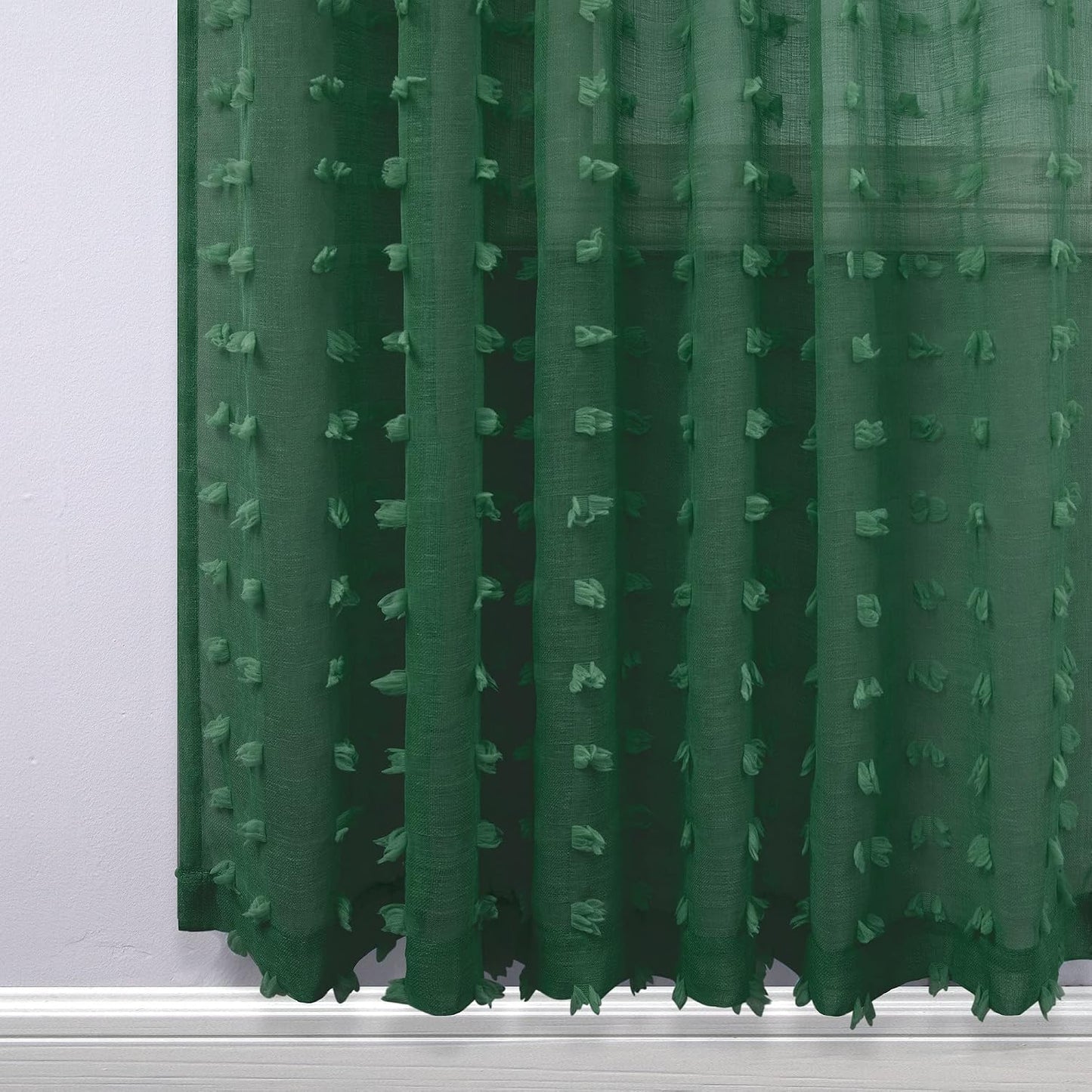 KOUFALL Dark Emerald Green Curtains for Living Room 96 Inch Long 2 Panel Set Sheer Vintage Moody Curtains for Bedroom Dining Room Cortinas De Navidad para Sala Navideñas