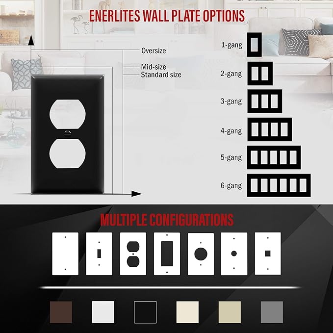 ENERLITES Duplex Receptacle Outlet Wall Plate, Size 1-Gang 4.50" x 2.76" - Image 3