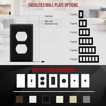 ENERLITES Duplex Receptacle Outlet Wall Plate, Size 1-Gang 4.50" x 2.76" - Image 3