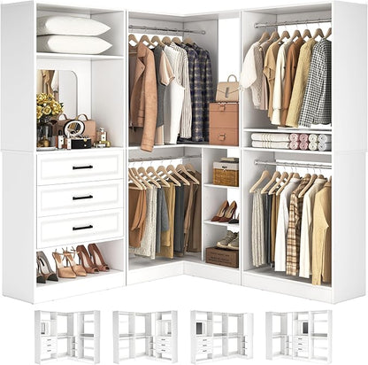 Unikito Closet System with Drawers，86” Modular Corner Closet Organizer System by Unikito