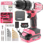 Hi-Spec Pink Cordless Drill Set, 18V Electric Drill by Hi-SpecToolsUSA