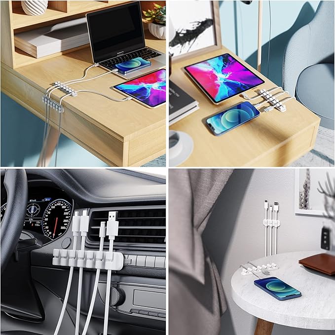 SOULWIT Upgraded Cable Holder, Cable Management Cord Organizer Clips Silicone - Image 6