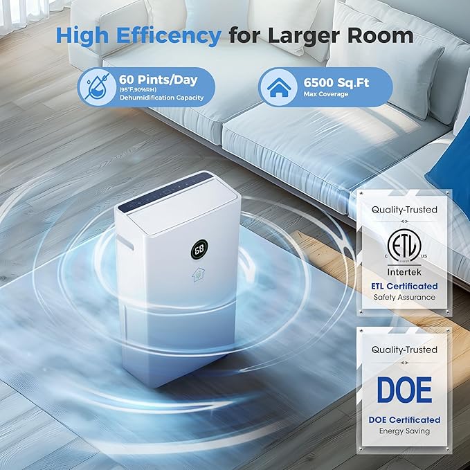 6, 500 Sq Ft Smart Home Dehumidifier - Image 3