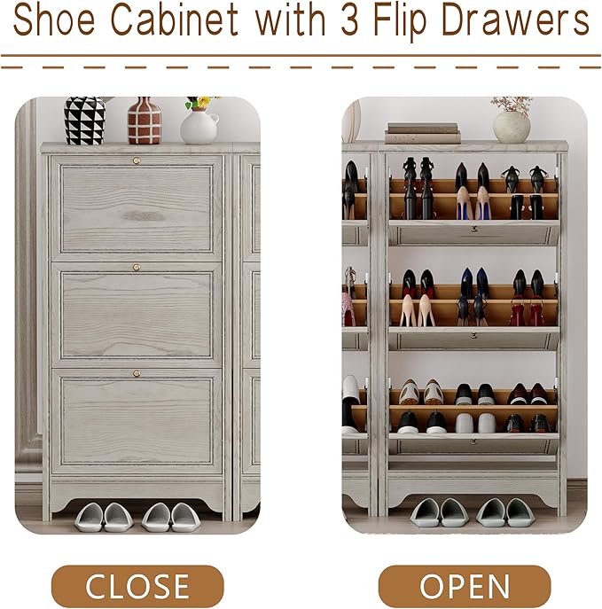 Chogori 3-Tier Shoe Cabinet – Solid Wood Entryway Shoe Storage Organizer - Image 3