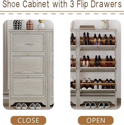 Chogori 3-Tier Shoe Cabinet – Solid Wood Entryway Shoe Storage Organizer - Image 4