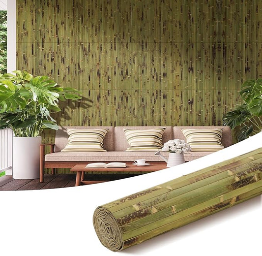 OUZUGIE 1 Pack 96x24 Inch Natural Bamboo Wall Panel – Green Burned Pole Wrap by OUZUGIE