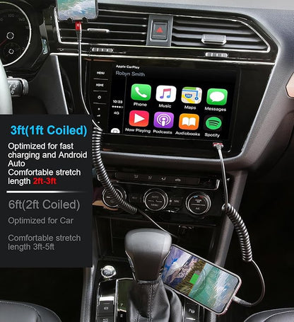 Coiled Lightning Cable, iPhone Charger Cable 3FT/6FT - Image 3