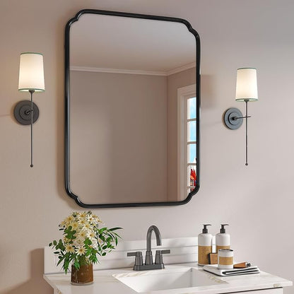 Black Bathroom Vanity Mirrors for Over Sink 24" x 36" Modern Rounded Corner - Image 9