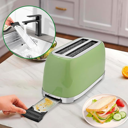 SUSTEAS Toaster 4 Slice Wide Slot, Stainless Steel Bread Bagel Toasters - Image 5