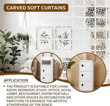 24 Pcs PVC Hanging Room Divider, Flower Carving Pattern Panels, Decorative Wall - Image 2