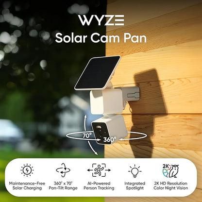 WYZE Solar Cam Pan, AI Security Cameras Wireless Outdoor, Battery Powered - Image 2