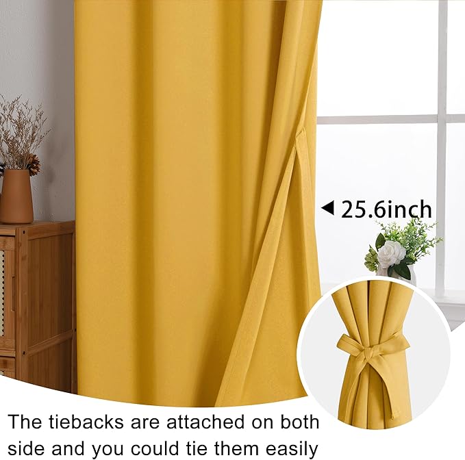 JIUZHEN Blackout Curtains with Tiebacks - Image 6
