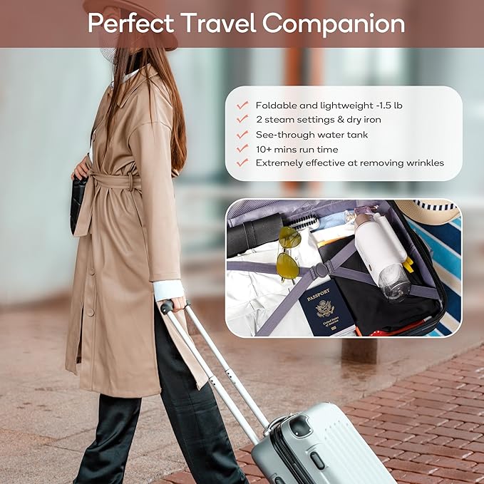 Newbealer Steamer for Clothes, 1200W Travel Steamer - Image 5