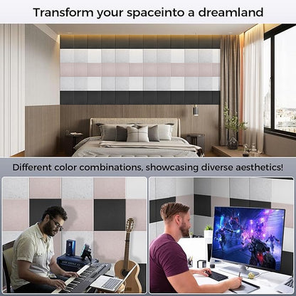 BSHEAD 15 pcs 165dtex Microfiber Acoustic Panels ，Self-Adhesive Soundproof Wall - Image 6